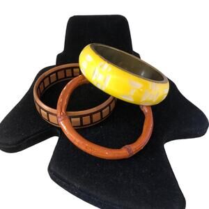 Bohemian Three Yellow White, Brown Black, Brown Bangle Bracelets